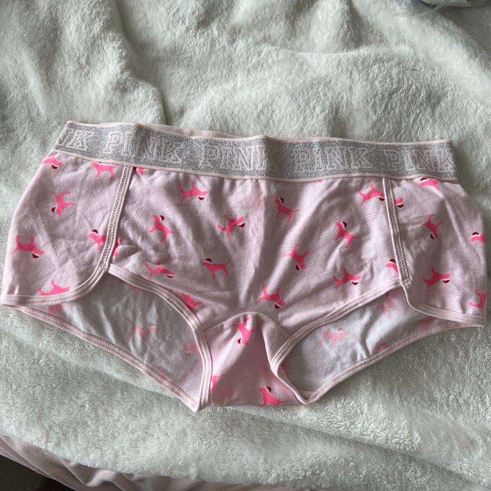 PINK Victoria's Secret christmas boxer boyshort underwear panties medium nwt